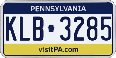 PA license plate KLB3285