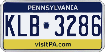 PA license plate KLB3286