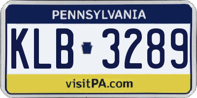 PA license plate KLB3289