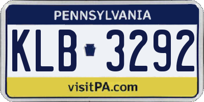 PA license plate KLB3292