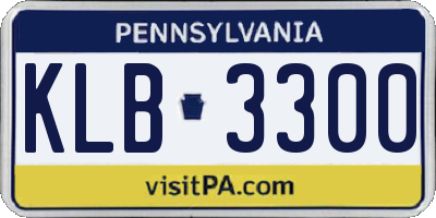 PA license plate KLB3300