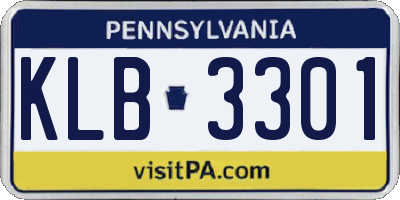 PA license plate KLB3301