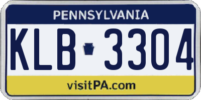 PA license plate KLB3304