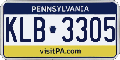 PA license plate KLB3305