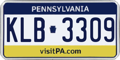 PA license plate KLB3309