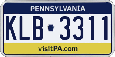 PA license plate KLB3311