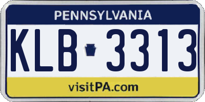 PA license plate KLB3313