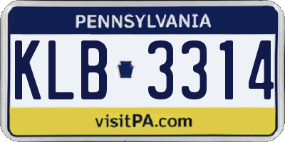 PA license plate KLB3314