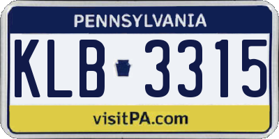 PA license plate KLB3315