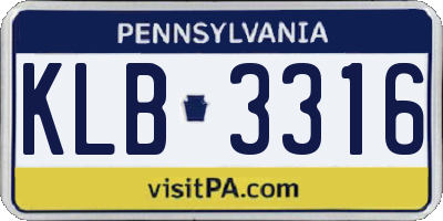 PA license plate KLB3316