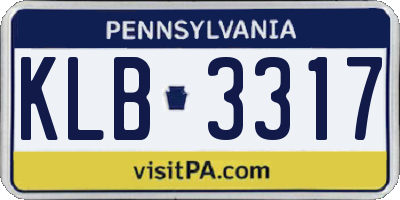 PA license plate KLB3317