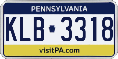 PA license plate KLB3318