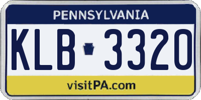 PA license plate KLB3320