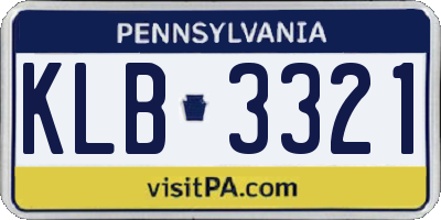 PA license plate KLB3321