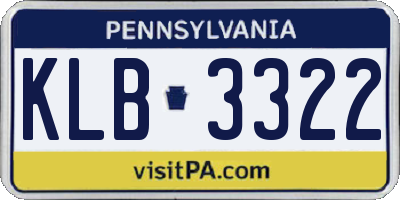 PA license plate KLB3322