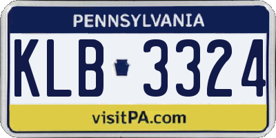 PA license plate KLB3324