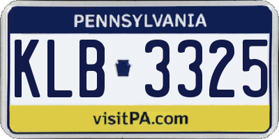 PA license plate KLB3325