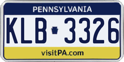 PA license plate KLB3326