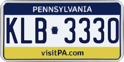 PA license plate KLB3330