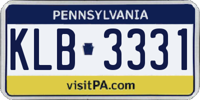 PA license plate KLB3331