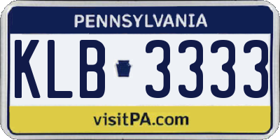 PA license plate KLB3333