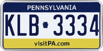 PA license plate KLB3334