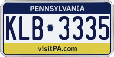 PA license plate KLB3335