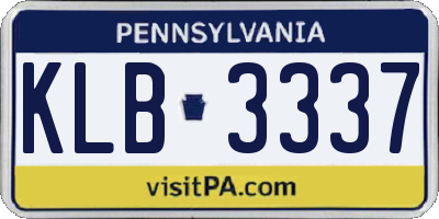 PA license plate KLB3337