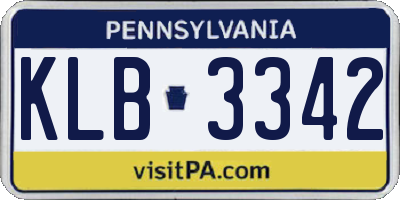 PA license plate KLB3342