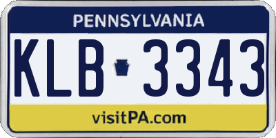 PA license plate KLB3343
