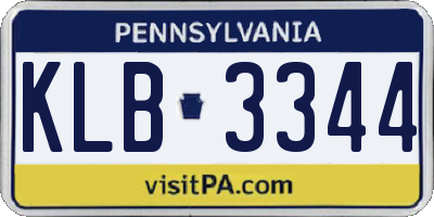 PA license plate KLB3344