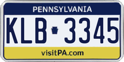 PA license plate KLB3345