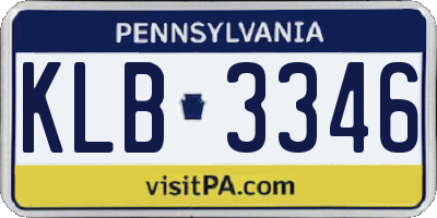 PA license plate KLB3346