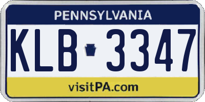 PA license plate KLB3347