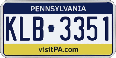 PA license plate KLB3351