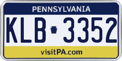 PA license plate KLB3352