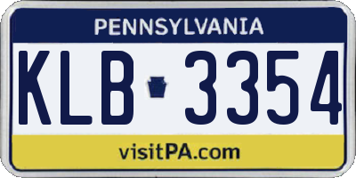 PA license plate KLB3354