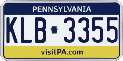 PA license plate KLB3355