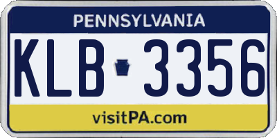 PA license plate KLB3356