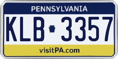 PA license plate KLB3357