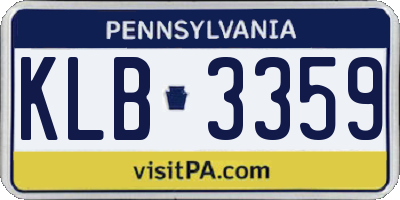 PA license plate KLB3359