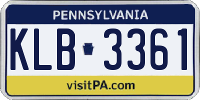 PA license plate KLB3361