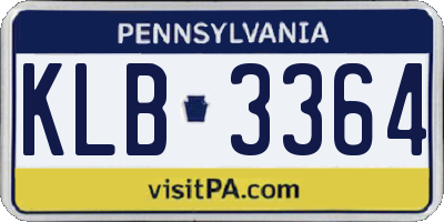 PA license plate KLB3364
