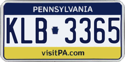PA license plate KLB3365
