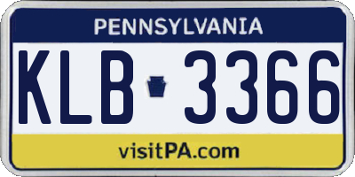 PA license plate KLB3366