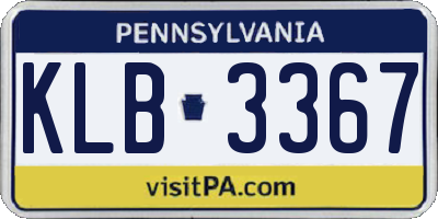 PA license plate KLB3367