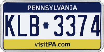 PA license plate KLB3374
