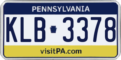 PA license plate KLB3378