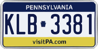 PA license plate KLB3381