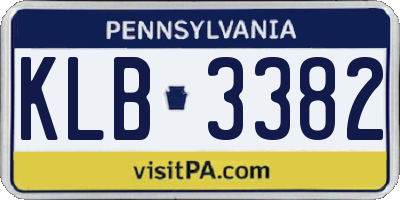 PA license plate KLB3382